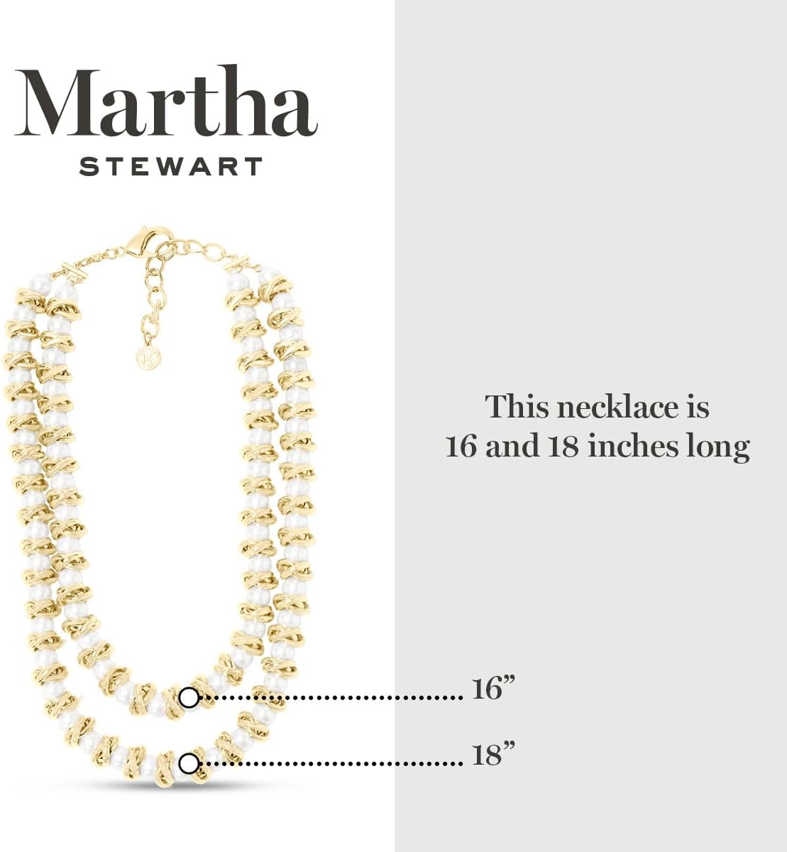Martha Stewart Elegant Two Strand Gold and Pearl Necklace, 18 Inches For Women - Image 3