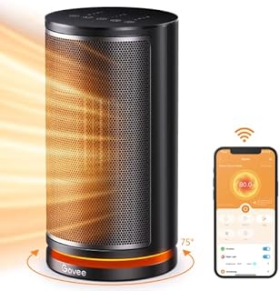 Govee Smart Space Heater, 1500W Fast Heating WiFi Small Heater with Thermostat, Quiet Portable Electric Ceramic Heater with RGB Night Light for Office, Living Room, Indoors, App & Voice Control