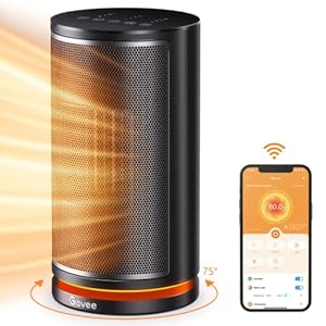 Govee Smart Space Heater for Indoor Use, 75°Oscillating Portable Ceramic Electric Heater with Thermostat, App & Voice Remote, Auto Modes, 24H Timer, Overheating & Tip-Over Protection Heat for Office