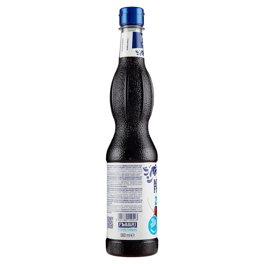 6 jarabe FABBRI Amarena Zero de cereza | jarabe de Fabbri sin azúcar. Para mezclar en bebidas, como cobertura sobre hielo o para hornear y cocinar 6 x 560 ml + Polpa Gourmet Italiano 400 g