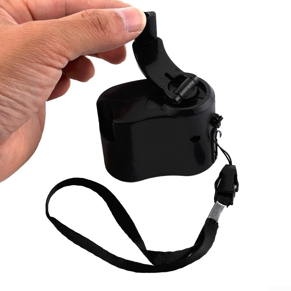 Generatore di carica a manovella USB, a dinamo manuale, per viaggi, ufficio, attività all'aperto, portatile, leggero, con indicatore luminoso (nero)