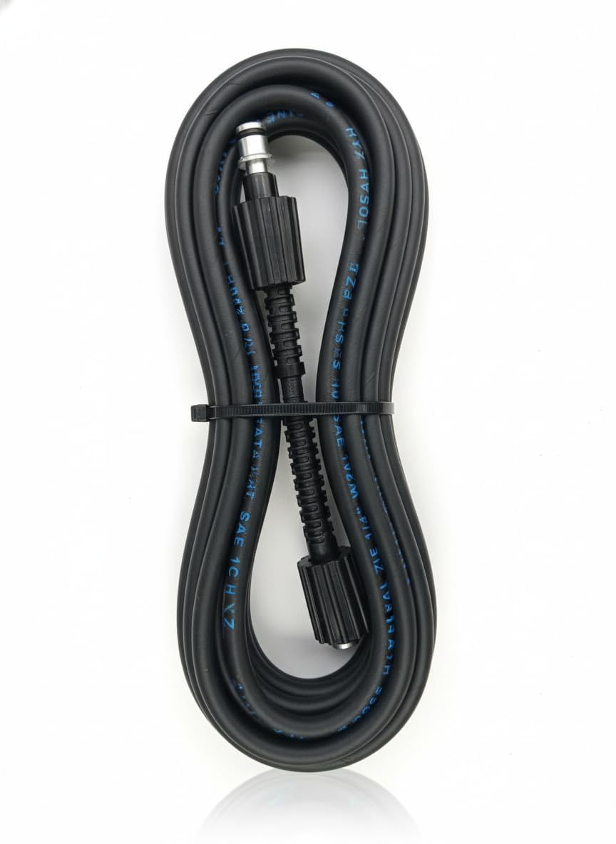 Pressure Washer Hose, Black, Rubber, PSI, High-Pressure Extension with Screw Connectors,High-Pressure Washer Hose Pipe (5 METER)-image-42