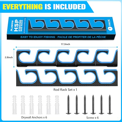 image for PLUSINNO H5P Fishing Rod/Pole Holders for Garage, Wall or Ceiling Moun