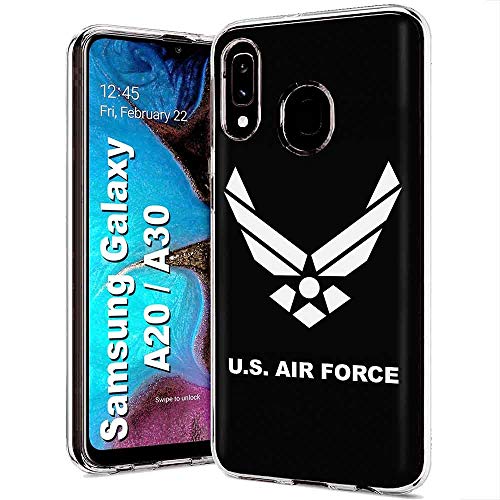 NakedShield Clear Flex Gel Compatible for Samsung Galaxy A20,A30,US Airforce Print,Light Weight, Unbreakable, Flexible, Surround Edge Protection,Designed in USA
