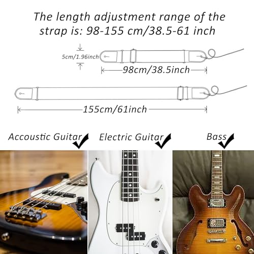 OUCONGK Sangle de Guitare, Sangle de Guitare Acoustique Electrique Motif de Broderie, Guitar Strap Acoustique, Sangle Guitare Électrique, Sangle Guitares Basses, pour Basse, Électrique et Acoustique - Les Beatles, Paul McCartney, John Lennon, RIngo Starr, George Harrison OUCONGK Sangle de Guitare, Sangle de Guitare Acoustique Electrique Motif de Broderie, Guitar Strap Acoustique, Sangle Guitare Électrique, Sangle Guitares Basses, pour Basse, Électrique et Acoustique – Image 3