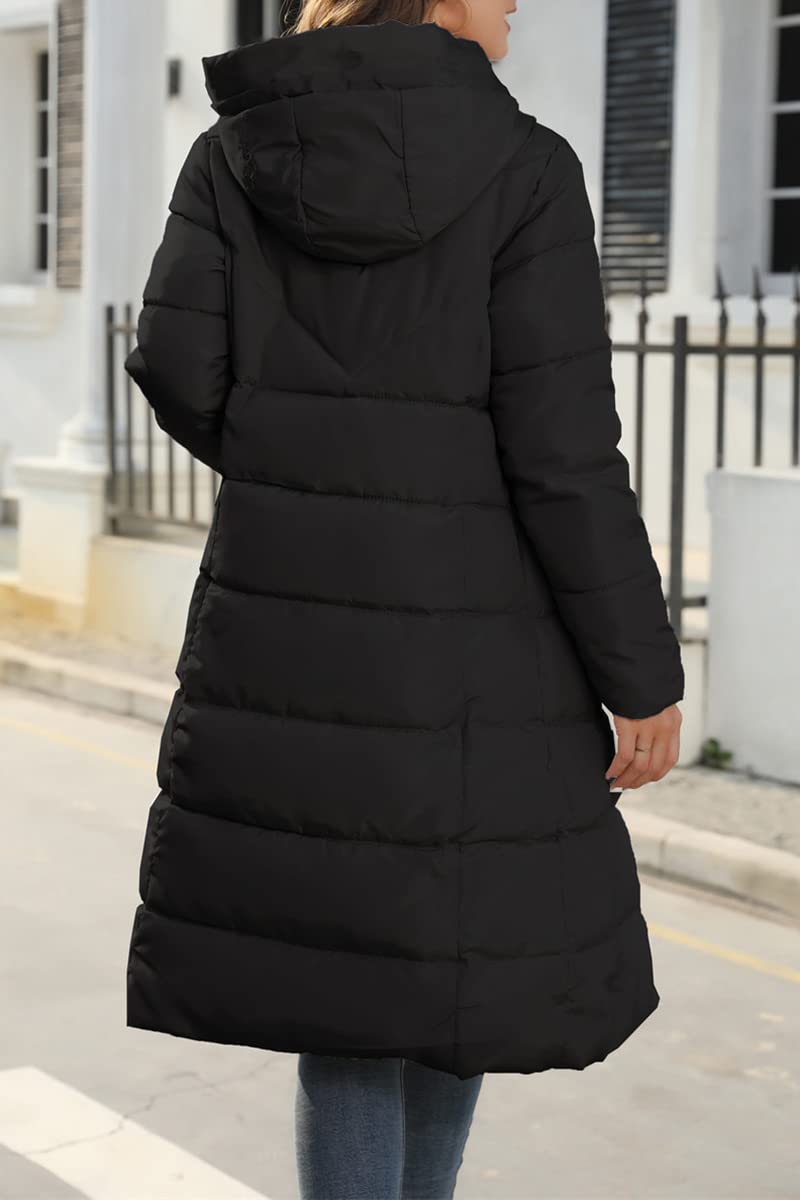 Minetom Damen Daunenjacke Lang Mantel Wintermantel mit Kapuze
