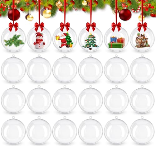 SaiXuan Durchsichtige Weihnachtskugeln, 24 Stück, 6cm Transparente...
