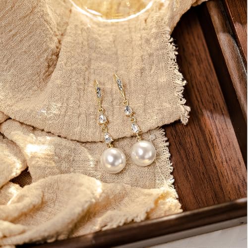 Boucles d'oreilles pendantes en or 14k, le cadeau de mariage idéal