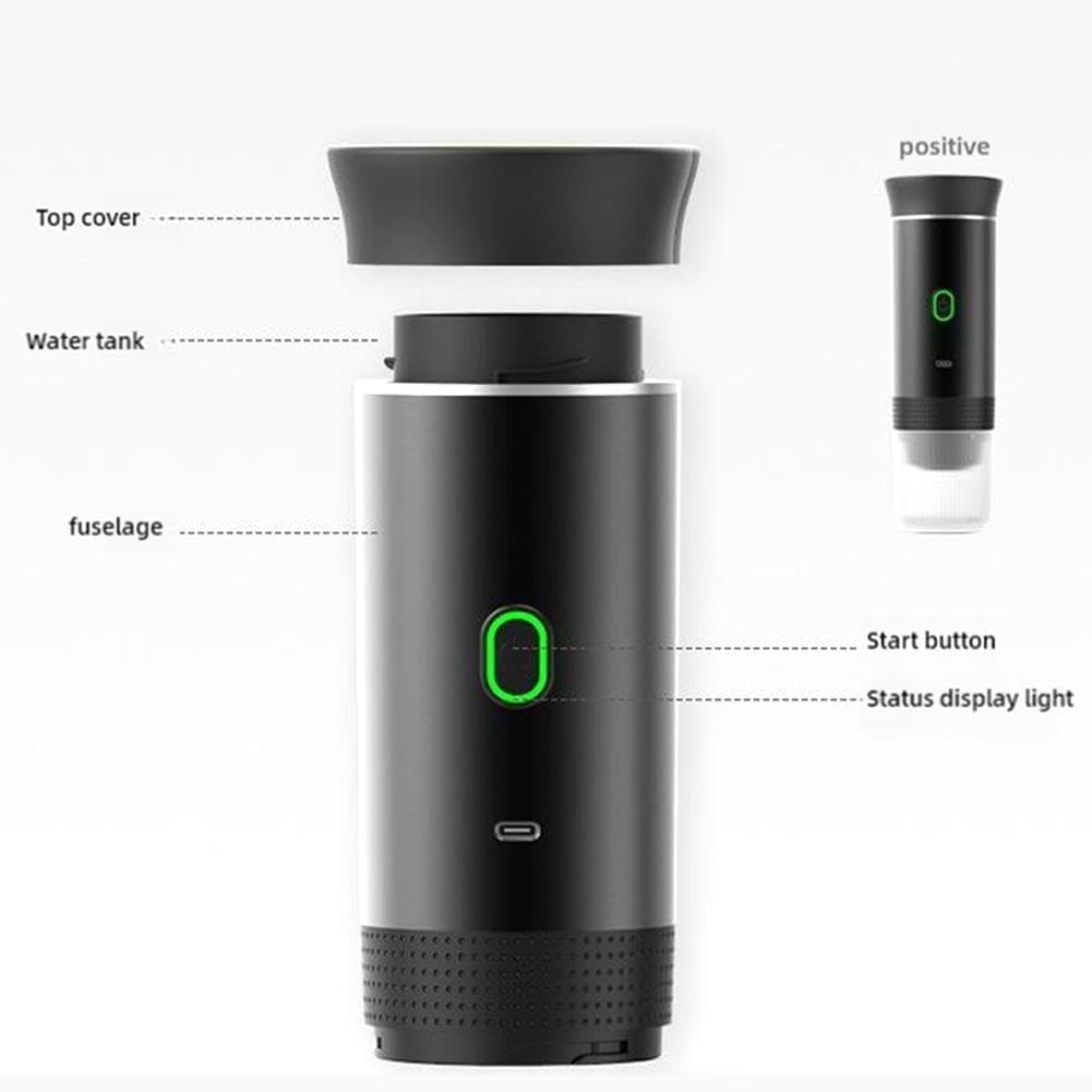 Draagbare Elektrische Espressomachine, 20 Bar Mini-Koffiezetapparaat, Zelfverwarmend, Draadloos Koffiezetapparaat voor één Portie, Draagbaar Reis- espresso-koffiezetapparaat voor Draagbare Elektrische Espressomachine, 20 Bar Mini-Koffiezetapparaat, Zelfverwarmend, Draadloos Koffiezetapparaat voor één Portie, Draagbaar Reis- espresso-koffiezetapparaat voor