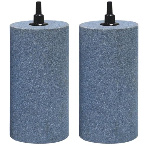 YUDOTE Aquarium Air Stones 10cm, Large Aerator Bubble Diffuser, Oxygenation for Home or Market Aquatic Animals,Turtles, Fish Tanks, Ponds, Hydroponics Buckets and More, Grey Pack of 2