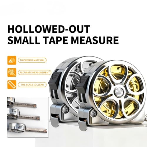 Image of 2Pcs Stainless Steel Measure Tape Keychain, ABS Case Retractable Push Button 200 Cm Measurement Tape, Pocket Size, Portable Measuring Tape for Tailor, DIY, Home, Office & Travel (Silver & Gold)