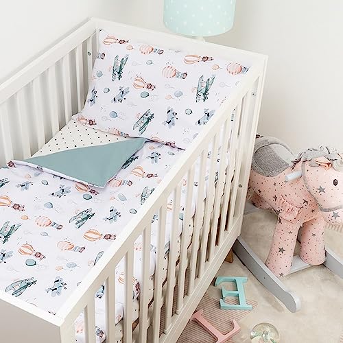 BABYSAFE Baby Cot Bed Duvet Cover Set Boys 120 X 90 with Toddler Pillowcase 40x60 Cm 100% Cotton - Image 2