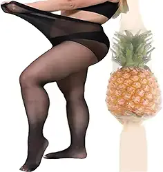 1 meia-calça universal elástica antiarranhões 15D meia-calça invisível translúcida plus size meia de abacaxi