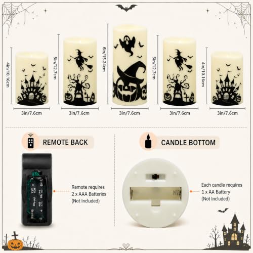 MUMCHASI Halloween Decor, Halloween Flameless Pillar Candles with Remote | Battery Operated Halloween Candles, Flikcering LED Spooky Decor, Haunted House Ghost Decoration for Party Table Fireplace - image 5