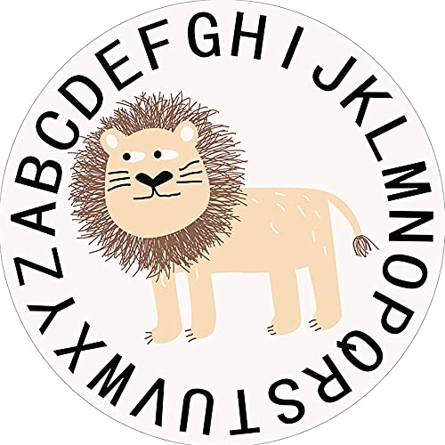 Poowe Cute Lion Abc Kids Play Mat Baby Nursery Rug Round Educational Alphabet Soft Area Rug Non Slip For Children Toddlers Bedroom (Round 39.4", Abc Cute Lion) #TOP1