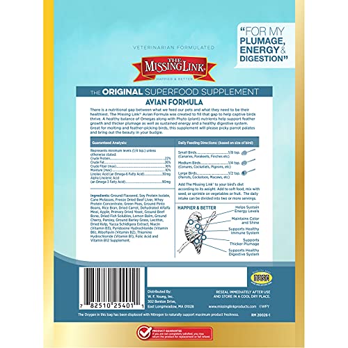The Missing Link Avian Color & Shine Superfood Supplement Powder for Captive Birds - Flaxseed, Yucca, Kelp… - Image 3