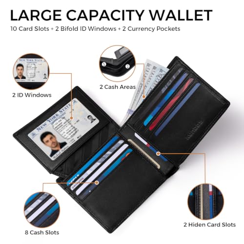 Image of RUNBOX Wallet for Men Leather RFID Blocking Bifold Front Pocket Wallet