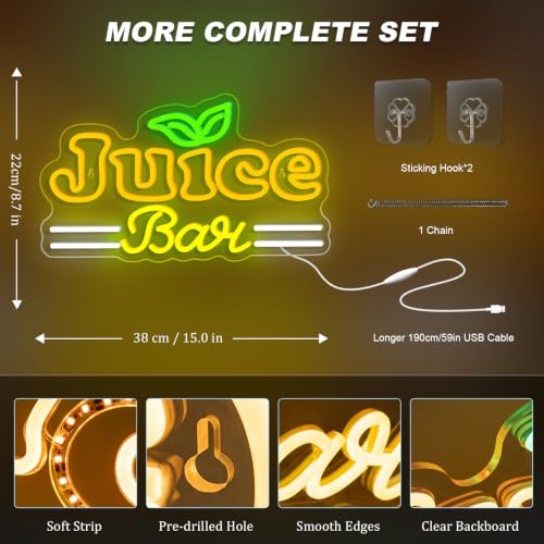 Image of Looklight Juice Bar Neon Sign Bar Signs Neon Sign for Room Neon Light for Wall Led Neon Signs Connectivity Led Neon Signs for Bar Signs Juice Shop Party Home Decoration Bedroom Decor