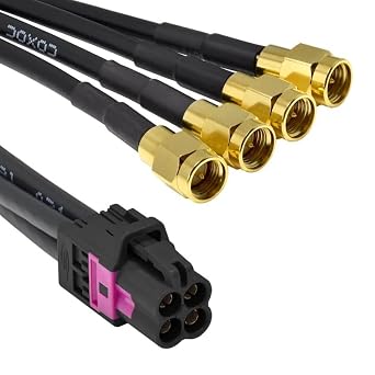 Mini Fakra A Type Jack 4 in 1 Black A Code to Plug Male 4 Ports Universal Vehicle Car Coaxial Cable Assembly Customize 50cm