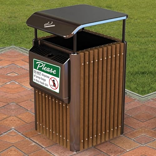 Image of 2PCS Please Do Not Dispose Poop Bags in This Trash Bin Stickers, Self-Adhesive Weatherproof Vinyl Do not Throw Dog Poop Bag in The Trash Sign, Trash Can Stickers for Home，House，Yard，Restaurant