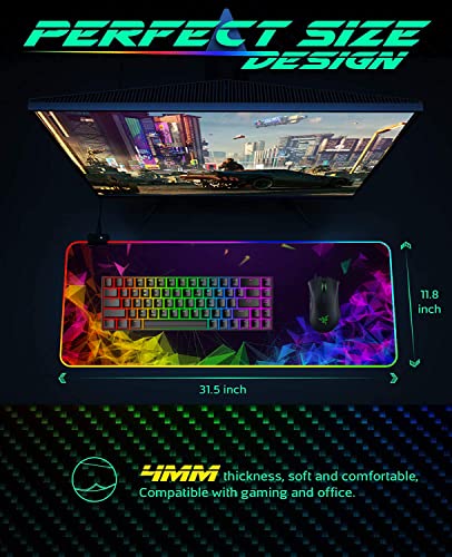Image of Vecna RGB Gaming Mouse Pad Large, Extended Gaming Mouse Pad RGB with 14 Lighting Modes | Led Mouse Pad XXL for Computer Laptop Mousepad Desk Mat,Extended RGB Mouse Pad,RGB Mouse Pad XXL (Abstract)