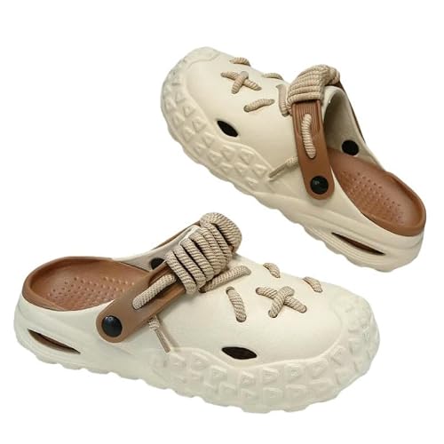 DMMWCX Slippers Men Fashion Cave Garden Shoes Soft Sole Outdoor Indoor Non-Slip Beach Sandals Mules-Khaki-40-41