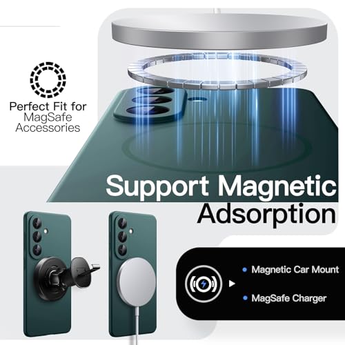 Image of JETech Magnetic Slim Cover Case for Samsung Galaxy S26, Compatible with MagSafe, Anti-Slip Grip & Full Camera Lens Protection, Ultra-Thin Lightweight Matte Finish Phone Cover (Midnight Green)