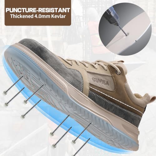 Image of Steel Toe Shoes for Women and Men, Lightweight Safety Work Shoes, Puncture Resistant Cushioned Low Top Work Sneakers for Warehouse Factory Construction