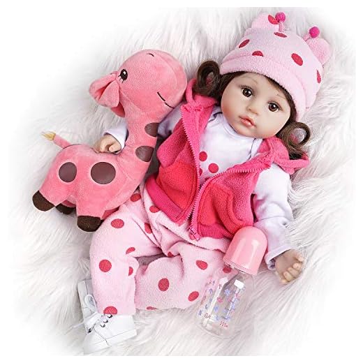 TiaNara Reborn Baby Dolls Girl 18 Inches Realistic Silicone Real Life Doll with Giraffe Plush Lifelike Weighted Baby Doll 10-Pieces Doll Set in Gift Box