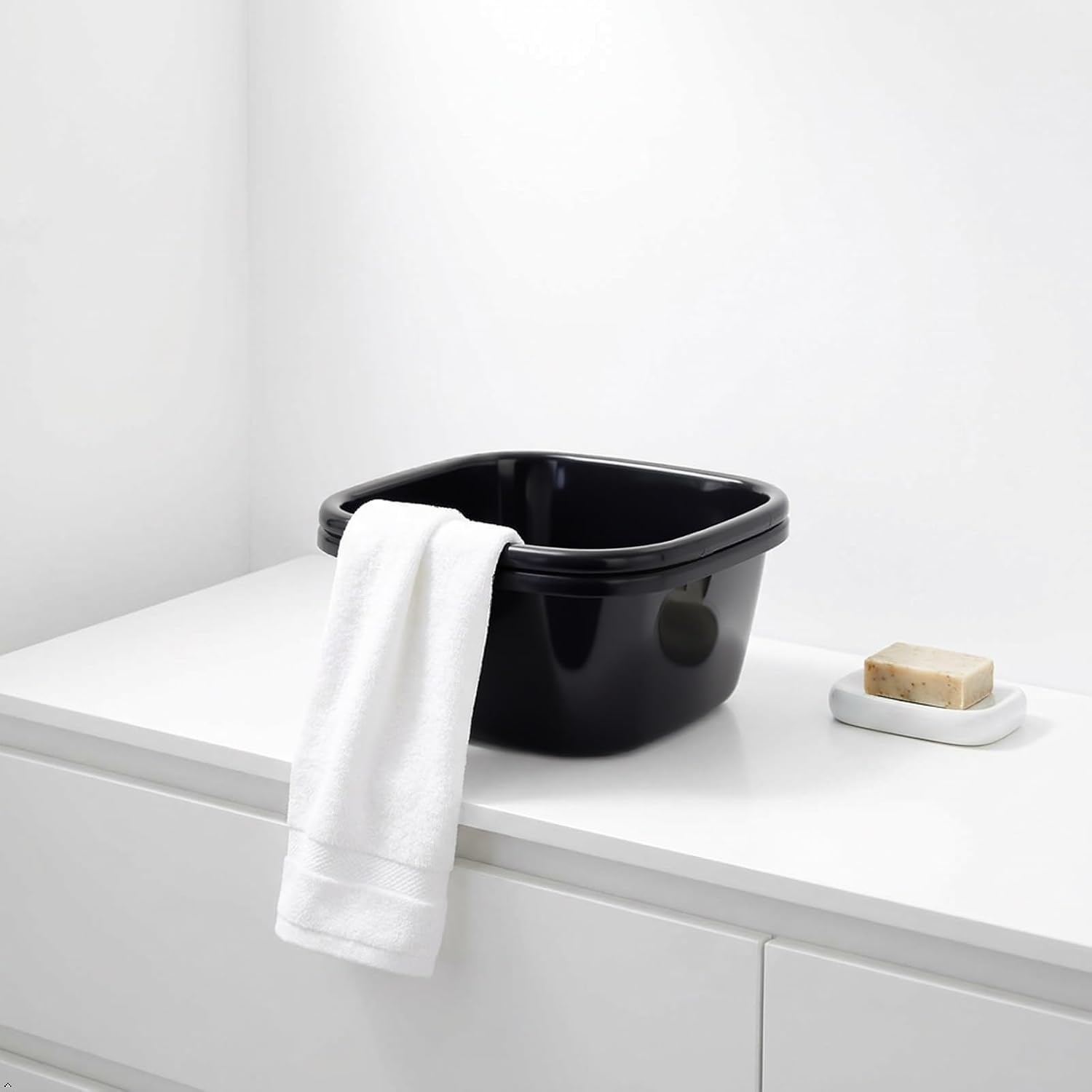 2-Pack Large Plastic Square Wash Basin, Black Dish Pan (18 Quart)