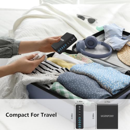 Image of 320W USB C Charger Block, MGRNPONY 10-Port GaN USB C Charging Station Black | PD 65W Laptop Fast Charger Adapter for MacBook Pro /Air, DELL, iPad, iPhone, Samsung Galaxy
