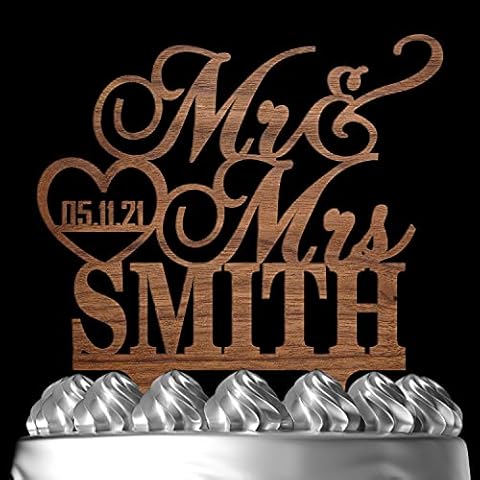 Wedding Cake Toppers, Personalized Mr & Mrs Heart, Customized Wedding Date & Last Name To Be Bride & Groom | Wood Cake Toppers, Wedding Party Cake Decor, Wedding Cake Decoration, Engagement Decoration Cover