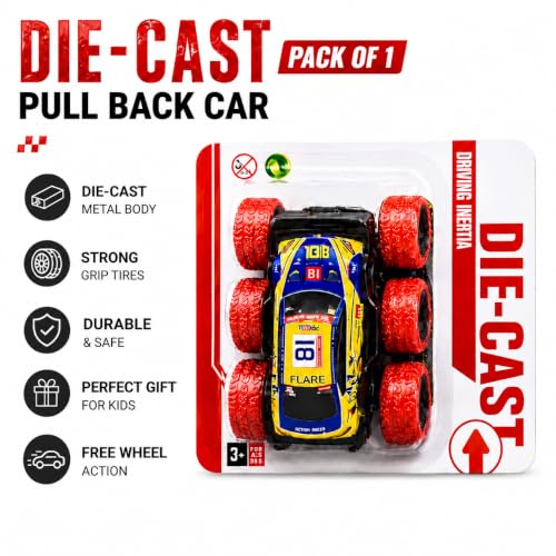 Image of 6 Wheel Monster Truck Toy for Kids, Friction Powered Push and Go Racing Car, Big Wheel Off-Road Vehicle, Heavy Duty Plastic Stunt Truck for Age 3+ Years (Pack of 1) (6 Wheels Monster Truck)