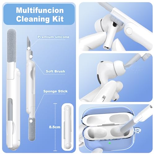 Image of for AirPods Pro 3 Clear Case 2025, Military-Grade Shockproof, Soft TPU Highly Transparent Anti-Yellowing for AirPods Pro 3 Case with Cleaning Kit & Cute Round Buckle, Clear Blue