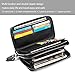 Mens Clutch Bag Handbag Leather Zipper Long Wallet Business Hand Clutch Phone Holder (Stripe Black Double Zipper)