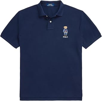 POLO RALPH LAUREN Mens Limited Polo Bear Mesh Polo Shirt XX-Large, Navy Custom Slim Fit