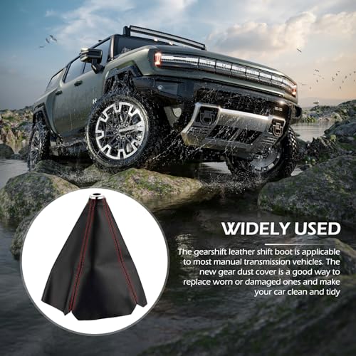 SLIMI 1 PC Car Shift Knob Dust Cover, 9.06\" Waterproof PU Leather Vehicle Modification Shifter Boots Cover, Universal Automotive Shifter Lever Protector Accessories for (Black & Red)