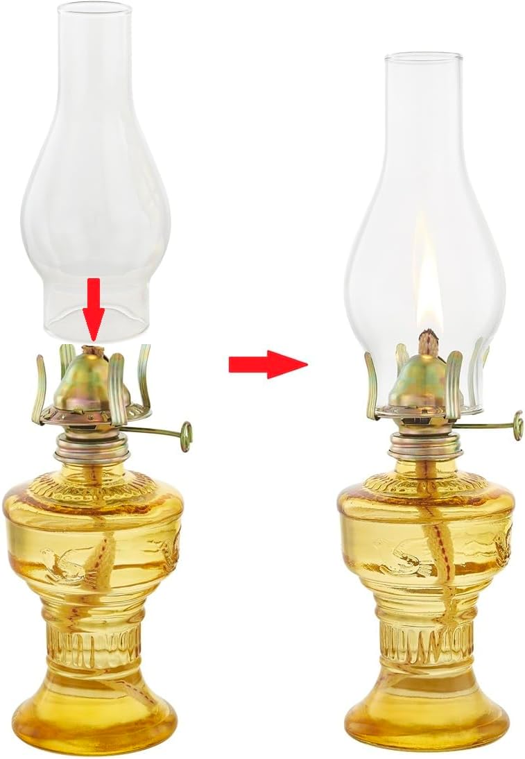 2.13 Inch Base by 6.5 Inch Oil Lamp Chimney Replacement,Tall Kerosene Globe,Clear Oil Lamps Glass Globe,Hurricane Lamp Globes Shade Cover,Glass Chimney for OilLamps for Indoor Use