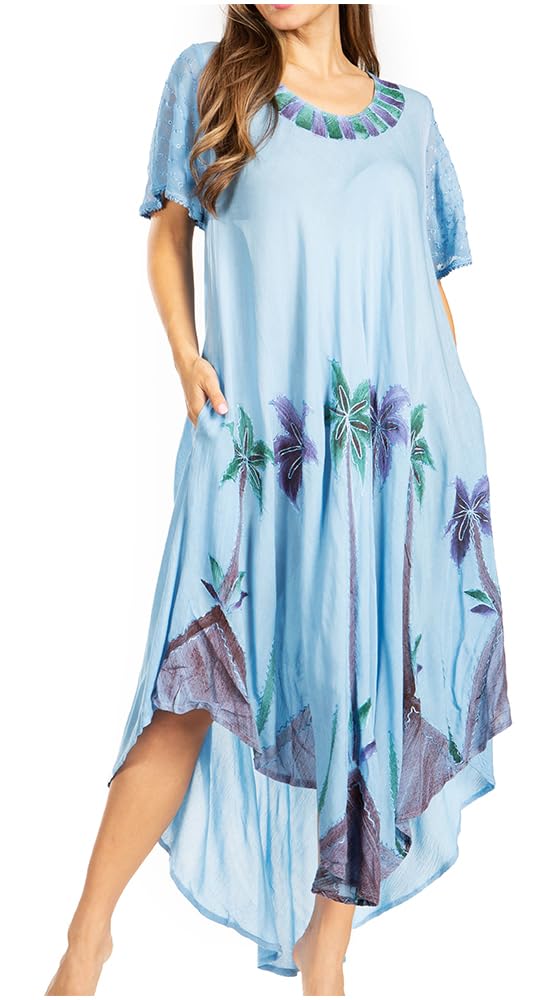 Sakkas Watercolour Palm Tree Container Kaftan Dress
