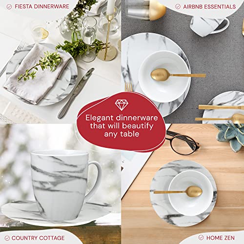 Marble Plates And Bowls Sets, Modern Dinnerware Set, Kitchen Dinnerware Sets, Indoor And Outdoor Plates, 16-Piece Kitchen Plates And Bowls Set With Mugs, Dishwasher Safe - Safdie & Co #TOP2