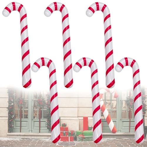 6 Stück Aufblasbare Zuckerstangen Weihnachtsdeko 87 Cm,...