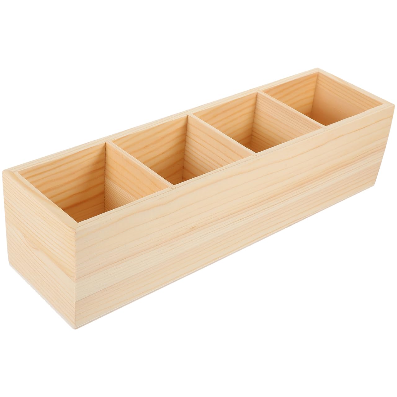 EXCEART Portalápices de madera para escritorio, soporte de control remoto, almacenamiento de escritorio con 4 compartimentos, organizador de escritorio multifuncional para bolígrafos, lápices,