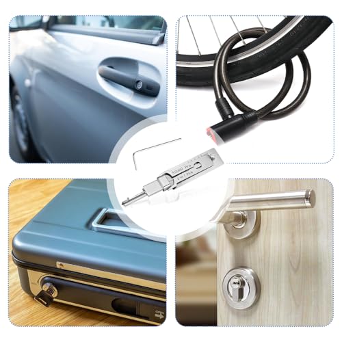 2-in-1 SS002 Pro Dietrich-Set für S-Rillenschlösser, Edelstahl-Schlüsseldecoder & Dietrichwerkzeug, Kompatibel mit Auto/Hausschlössern, Leicht & Präzise für Anfänger & Profis