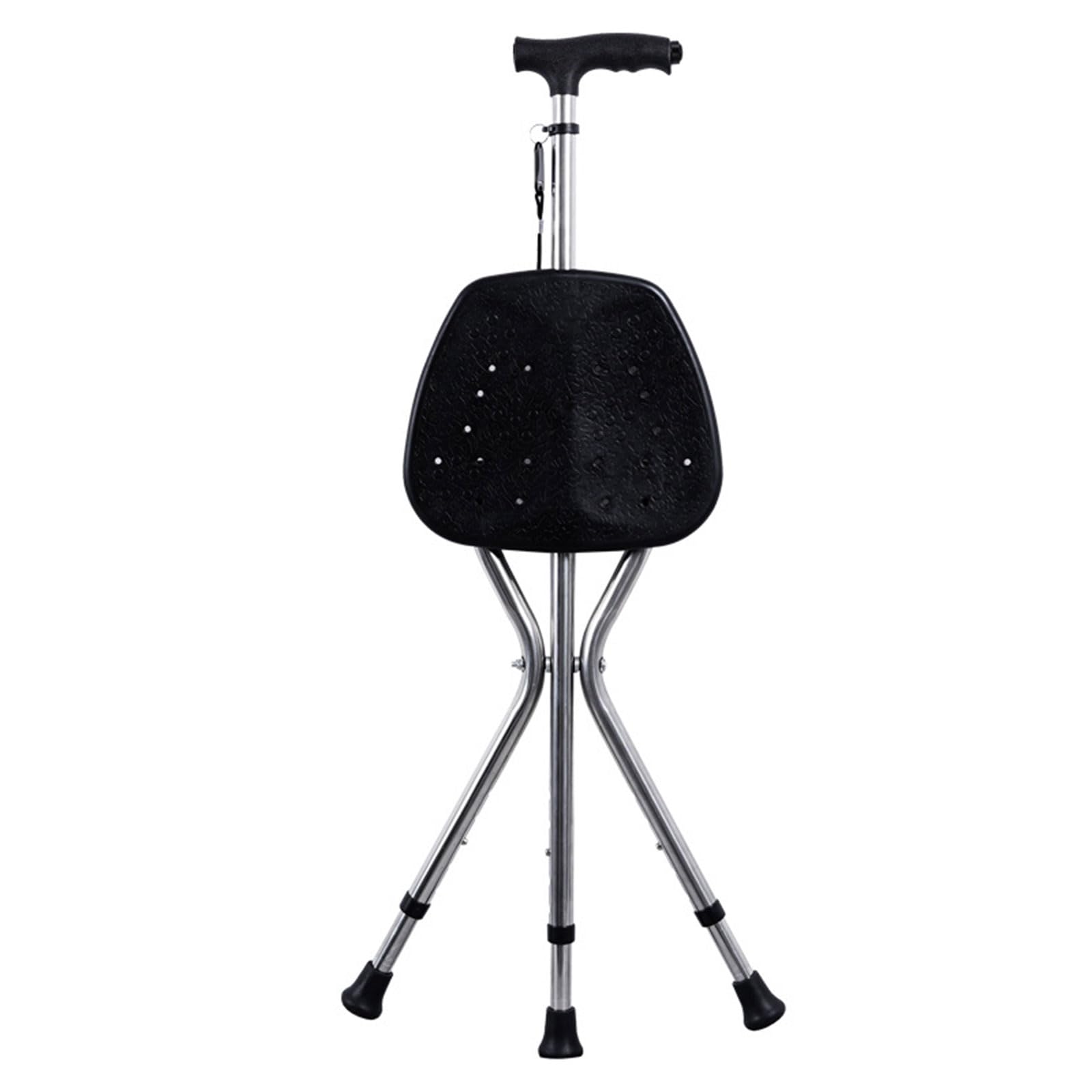 Bastone da passeggio pieghevole con luce a LED e sedile a 3 gambe, portatile, per escursionismo, campeggio, golf