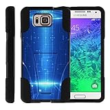 TurtleArmor | Compatible for Samsung Galaxy Alpha Case | G850 [Gel Max] Dual Layer Hybrid Shock Silicone Hard Shell Case Kickstand Cool Designs - Blue Technology