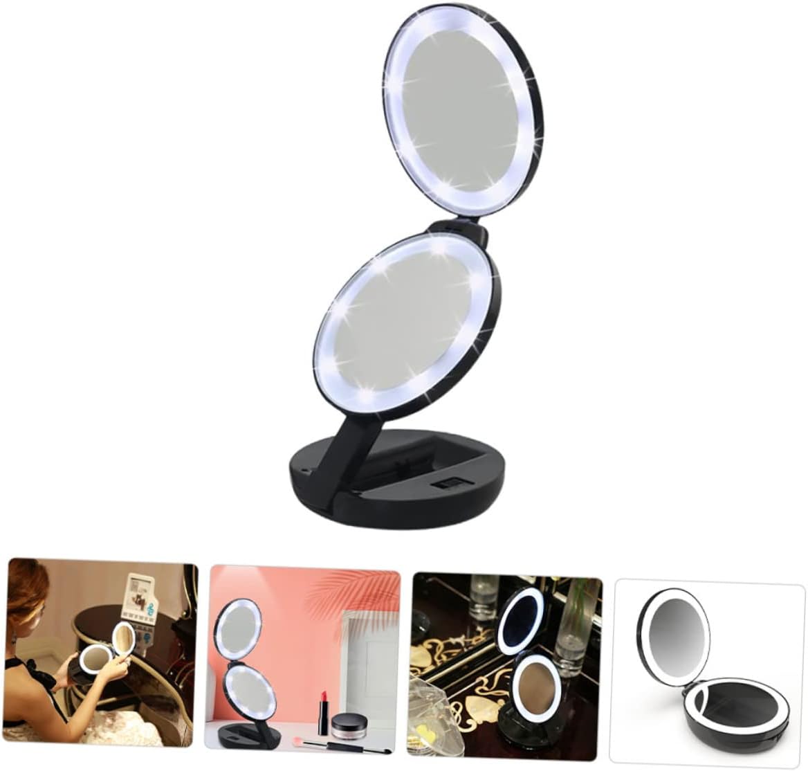 3-Fold Portable Makeup Mirror Double-Sided Compact Folding Mirror for Travel Lightweight Handheld Vanity No Batteries Required