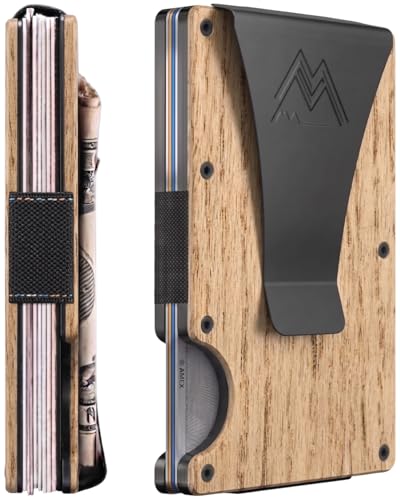 Image of Mountain Voyage Minimalist Wallet for Men & Women - Slim RFID Wallet, Scratch Resistant, Credit Card Holder & Money Clip, Easily Removable Money & Cards, Mens & Womens Wallets (Beech Wood Carbon)
