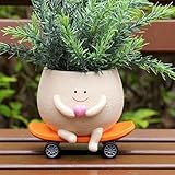 NINIPAPA Funny Smiley Face Planter Pots Cute Succulent Plant Pot, Head Skateboard Flower Planters with Drainage Hole for Indoor Outdoor, Unique Christmas Birthday Gifts for Plant Lover and Mom