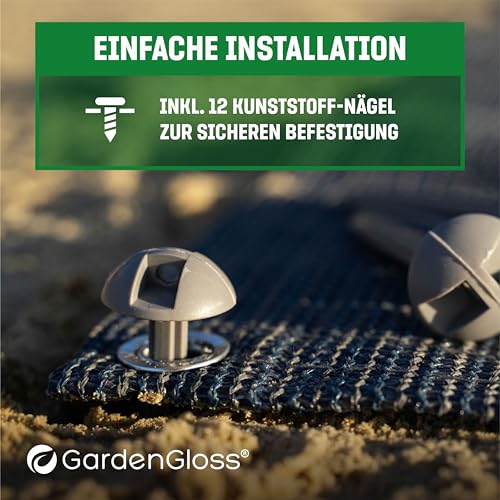 GardenGloss Vorzeltteppich 250x400 - Camping Teppich Outdoor Wetterfest - Campingteppich, Zeltteppich inkl. 12 Befestigungsnägel und Tragetasche