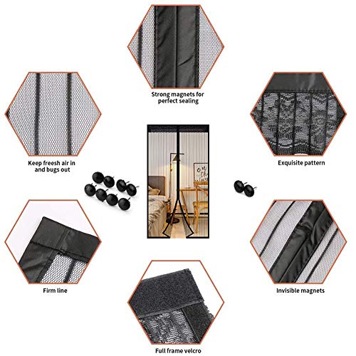 Magnetic Fly Screen Door Insect Screen Balcony Door Fly Curtain 210 x 100 cm Hands Summer Anti-Mosquito Insect Protection for Bedroom / Living Room / Balcony - Image 4